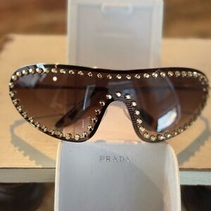Prada Authentic Gold Studded Sunglasses and Case